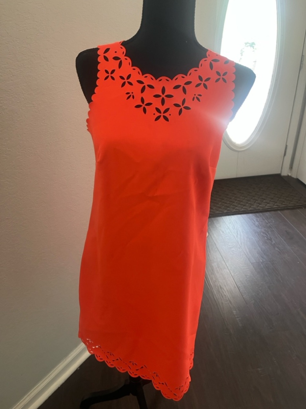 J. Crew Coral Laser-Cut Scalloped Sleeveless Tank - stain
